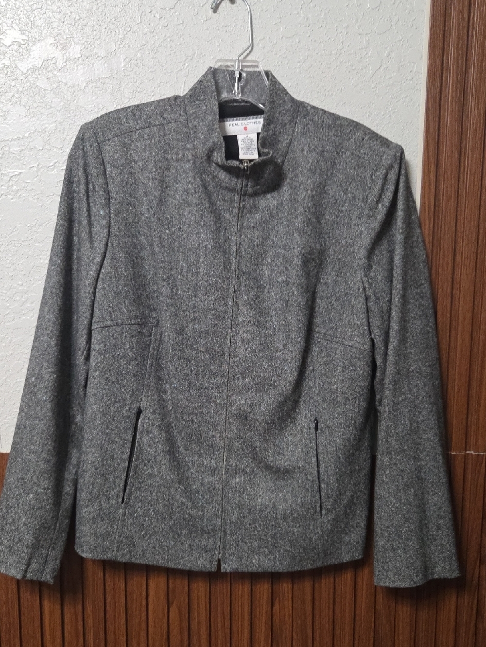 Real Clothes Women's Tweed Blazer Jacket Size 8 Wool Silk Blend